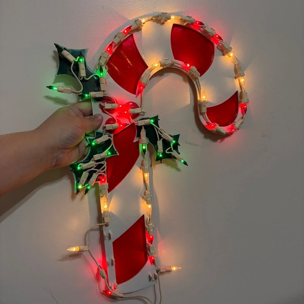 Vintage 2000 Impact Plastics Lighted Candy Cane Window Decor IMP43 18 Inch